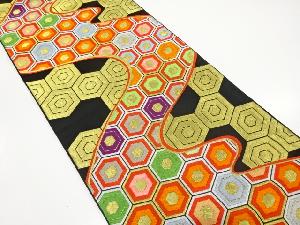 アンティーク　霞取りに亀甲模様織り出し袋帯（着用可）